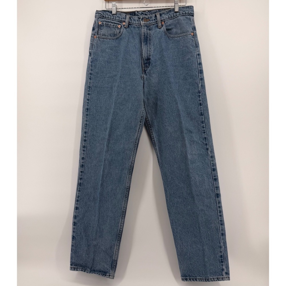 Vintage Levis 555 Relaxed Fit Straight Leg Jeans Made in USA Light Wash 34x34